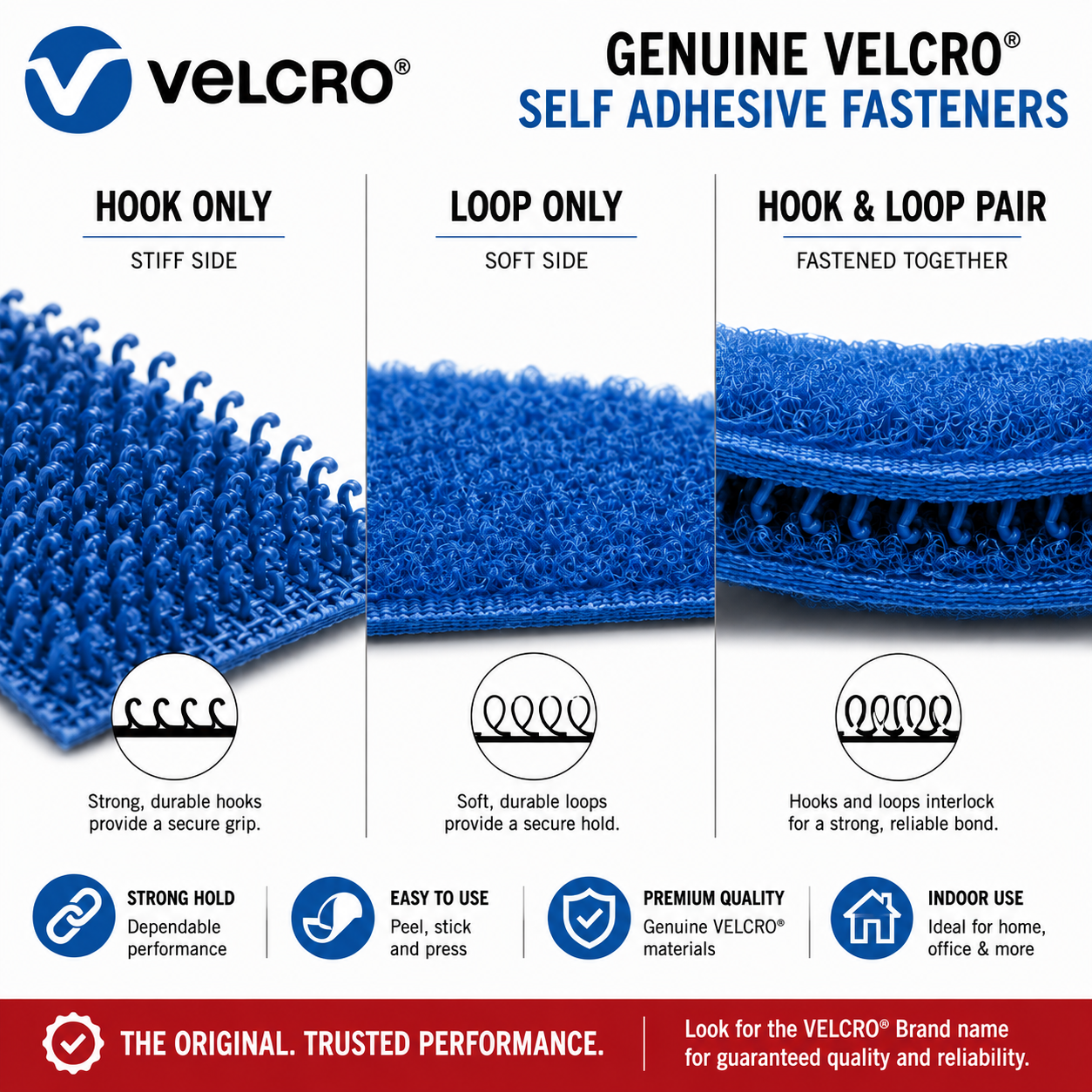 VELCRO® Brand royal blue sew-on hook and loop tape for sports kits and costume