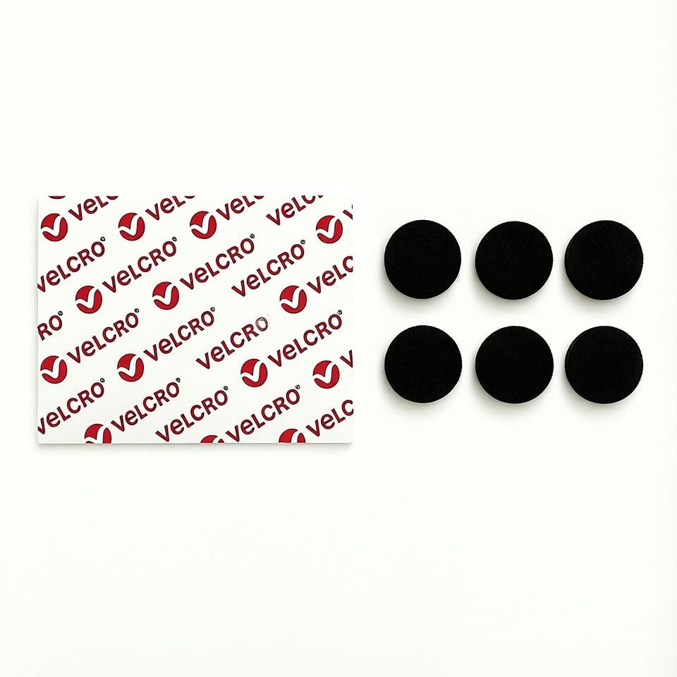 Genuine VELCRO® Brand Black Adhesive Discs Hook and Loop- 6 Pack H
