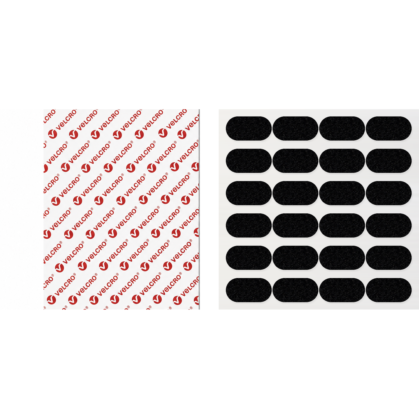 VELCRO® Brand black self-adhesive hook and loop strips with rounded ends, 20mm and 25mm widths
