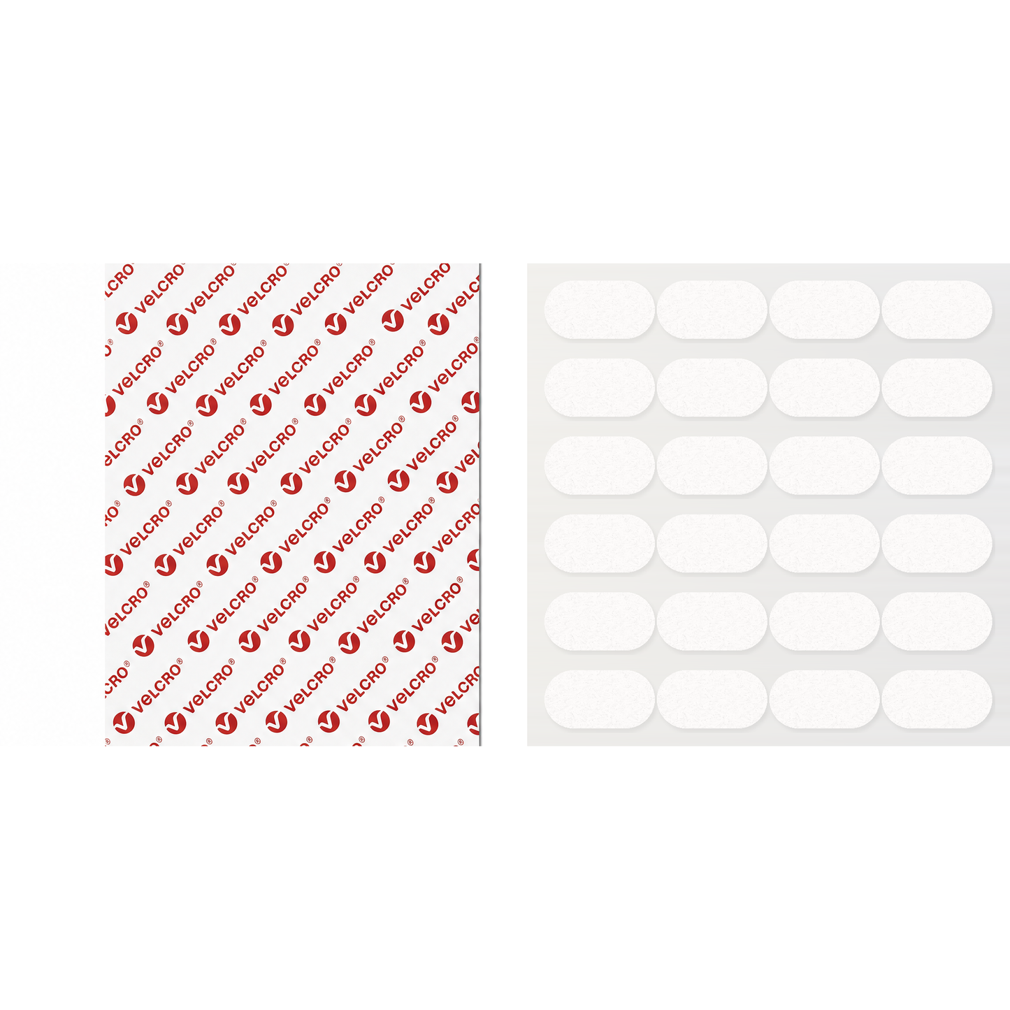 VELCRO® Brand white self-adhesive strips with rounded ends, 20mm and 25mm widths