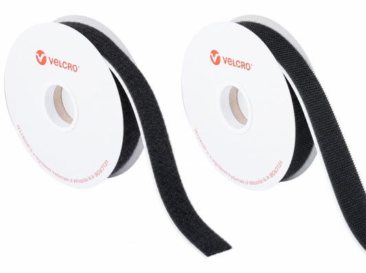 VELCRO® Brand black self-adhesive hook and loop tape, widths from 10mm to 150mm