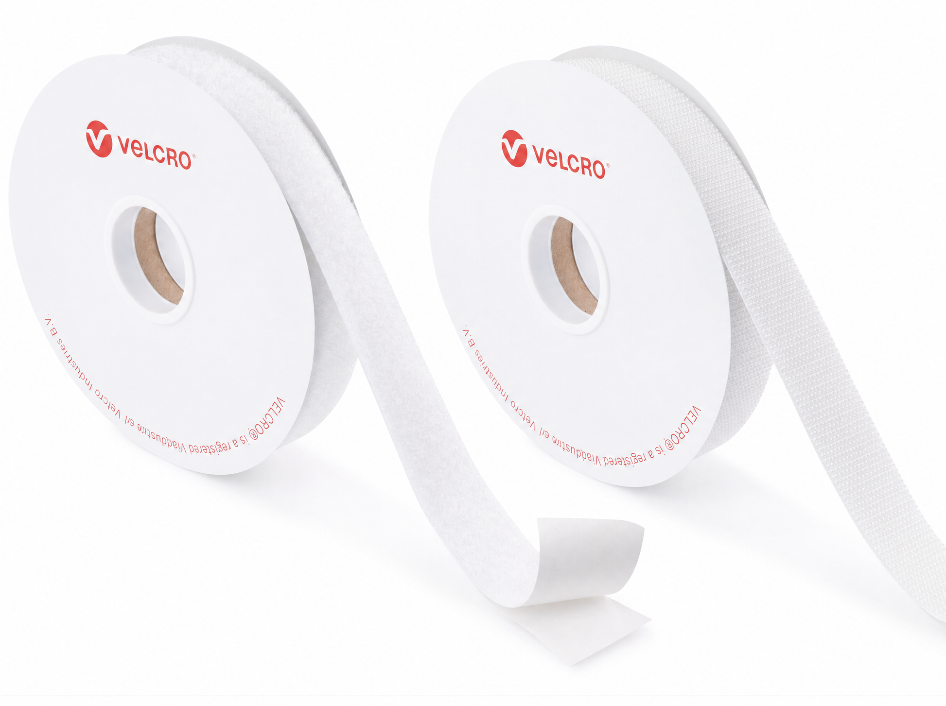 VELCRO® Brand white self-adhesive hook and loop tape, widths from 10mm to 150mm