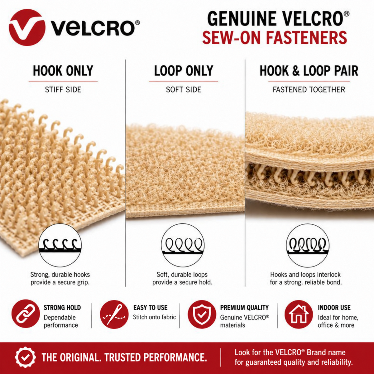 VELCRO Brand beige sew-on hook and loop guide