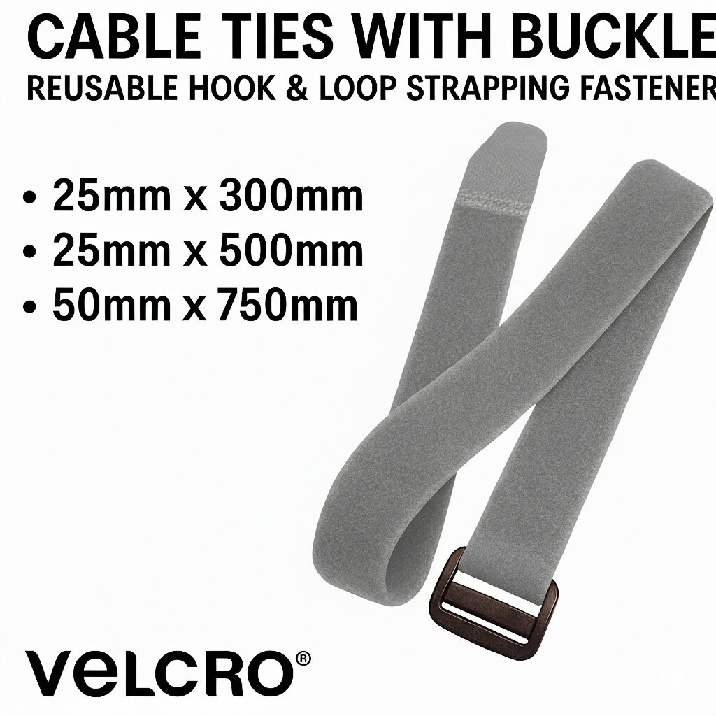 Strapping Cable Ties With Buckle Velcro Brand Band Luggage Strap Light Grey